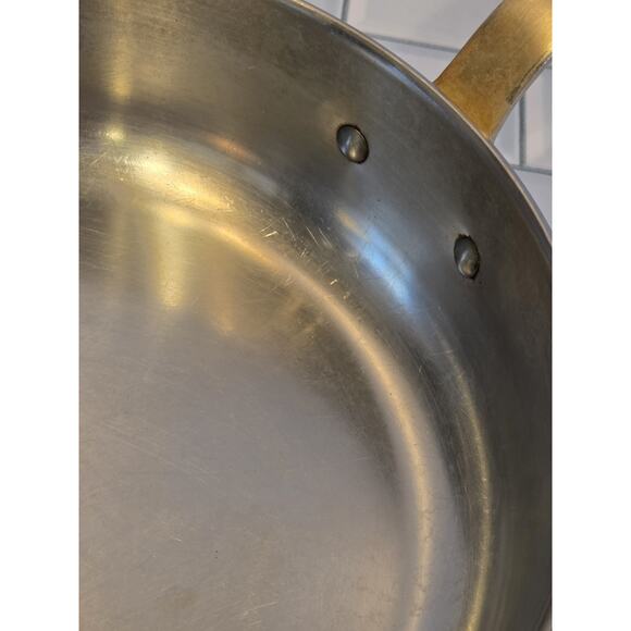 Tournus France Copper & Brass 9.75" x 2.75" Sauté/Sauce Pan 9" Handle EUC VTG - Picture 11 of 12
